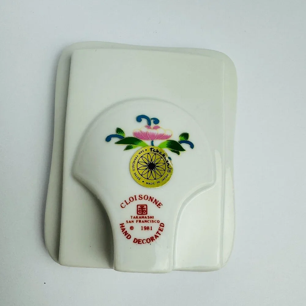 Vintage TAKAHASHI Cloisonne Ceramic Picture Frame Hand Painted Butterfly